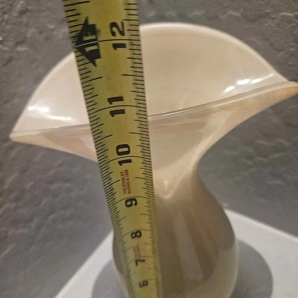 Art Glass Heavy Vase Beige Tan 10.5